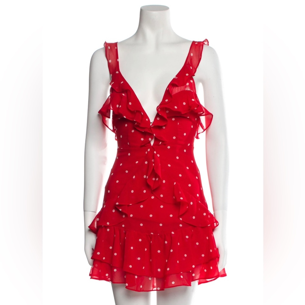FOR LOVE & LEMONS Analisa Red Polka Dot Tank Dress